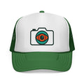 Camera Eye Trucker Cap — Retro Photography Logo Mesh Hat